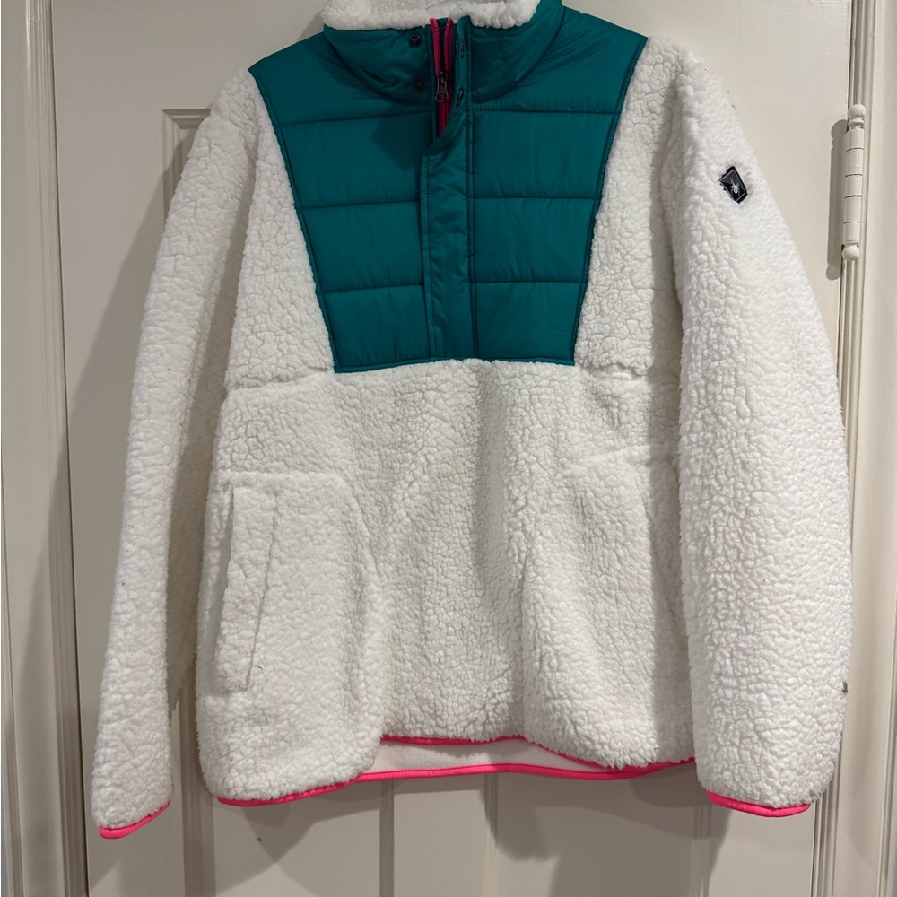 Spyder White Sherpa Jacket with Black Logo
